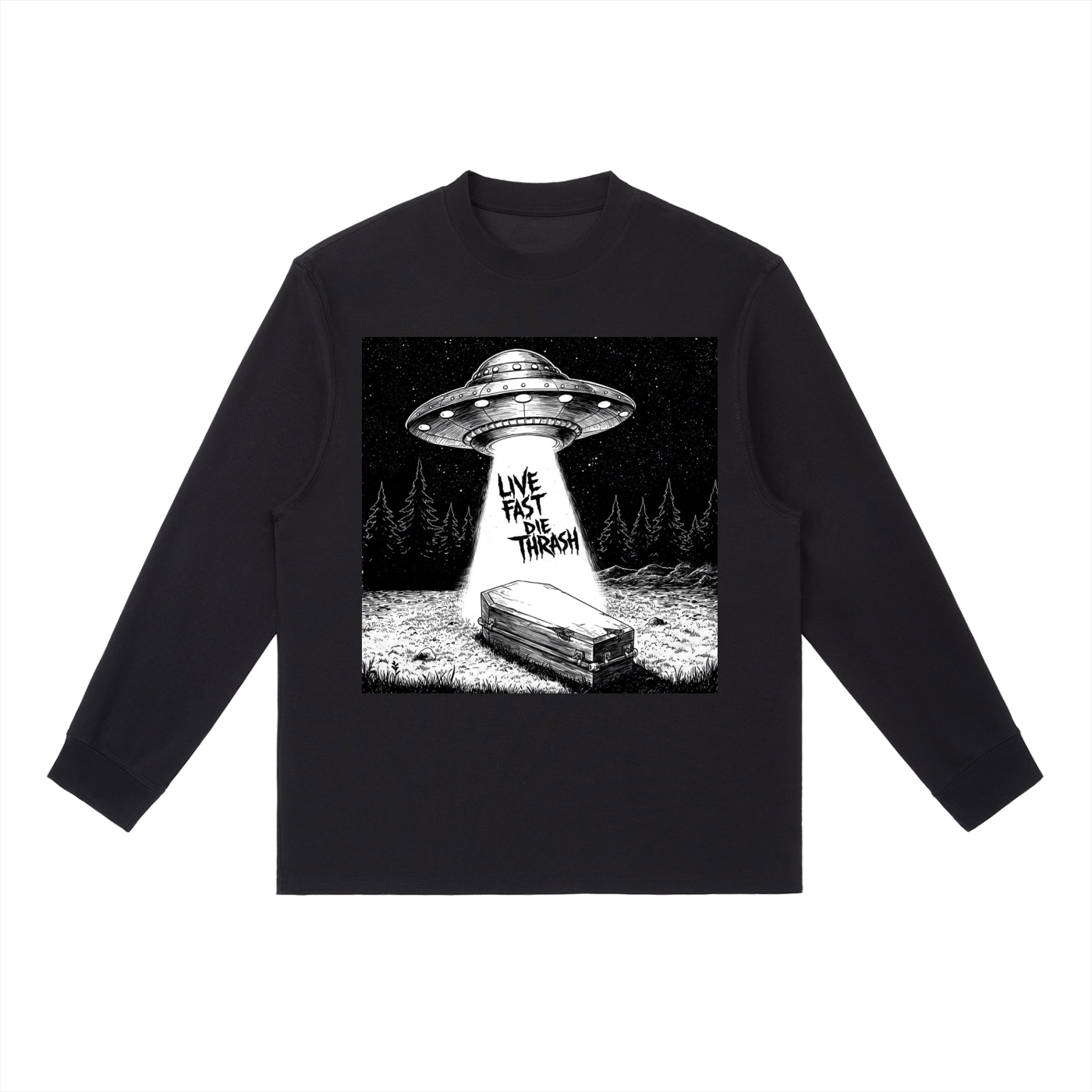 Live Fast Die Thrash Essential Crewneck Long-Sleeve T-Shirt