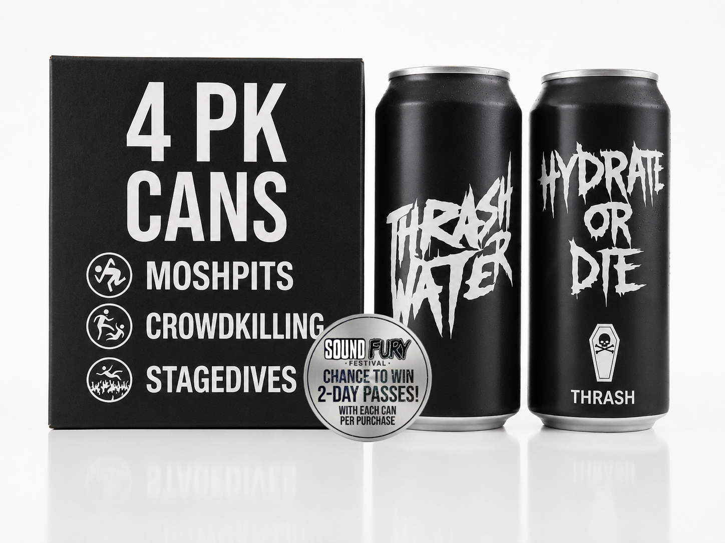 Premium Thrash Water 4 PK Limited Run(Buy 1 Pk For A Chance To Win Weekend Passes For Sound And Fury Festival In LA)