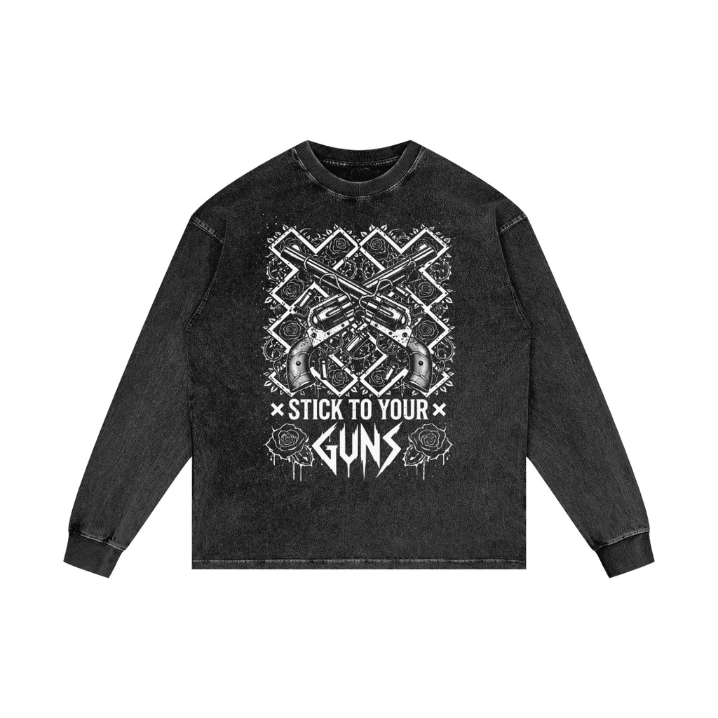 Stick To Your Guns Acid Wash Oversize Long Sleeve T-Shirt