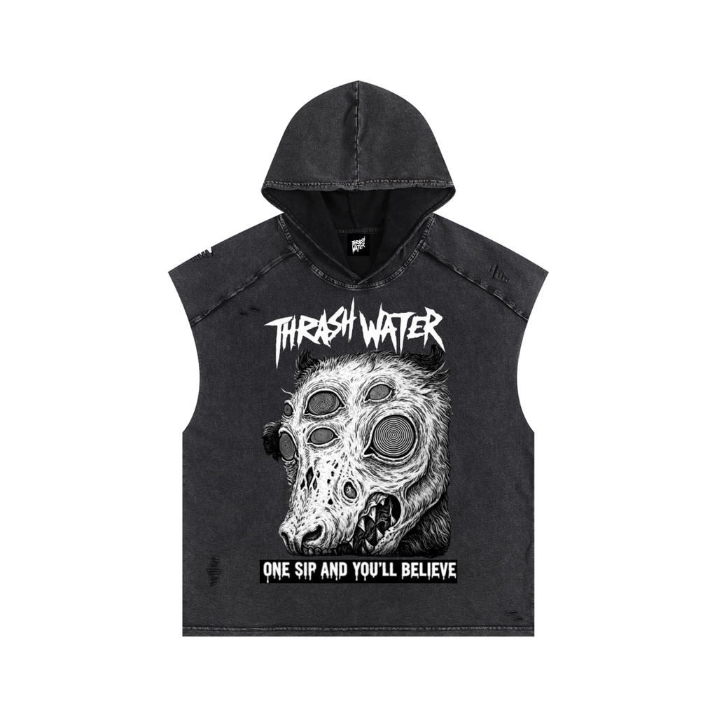 Snow Washed Boxy Hooded Tank Top