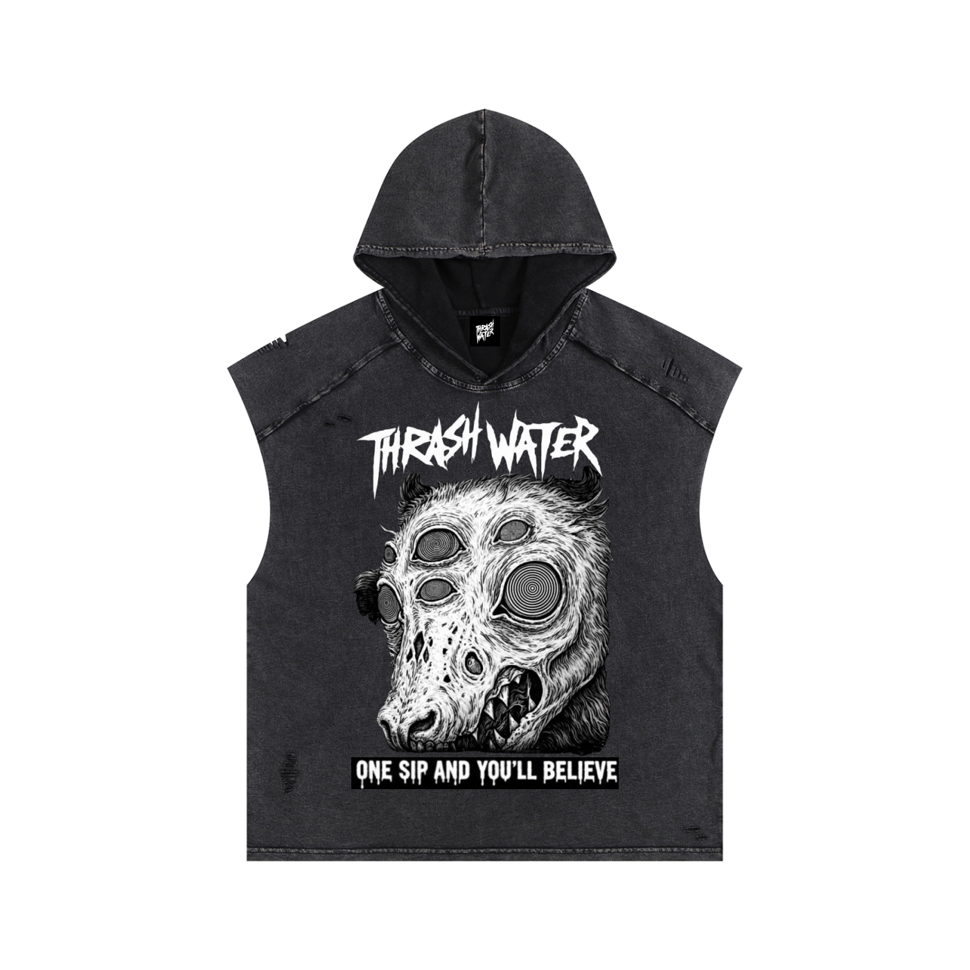 Snow Washed Boxy Hooded Tank Top