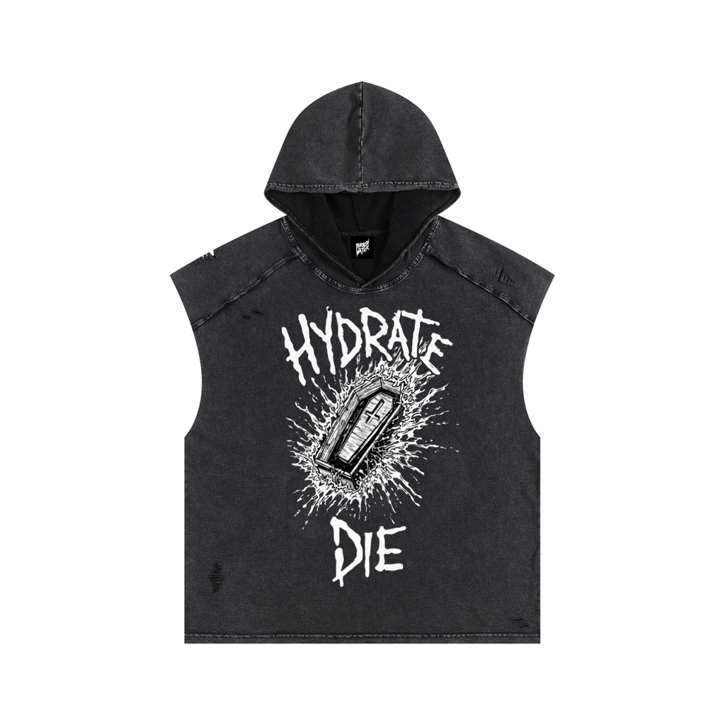 Snow Washed Boxy Hooded Tank Top