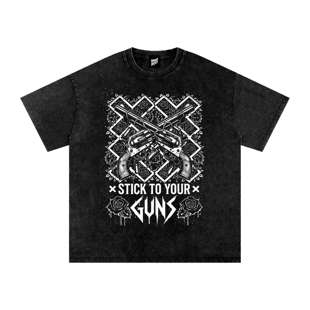 Stick To Your Guns Snow Washed Oversized Cotton T-Shirt